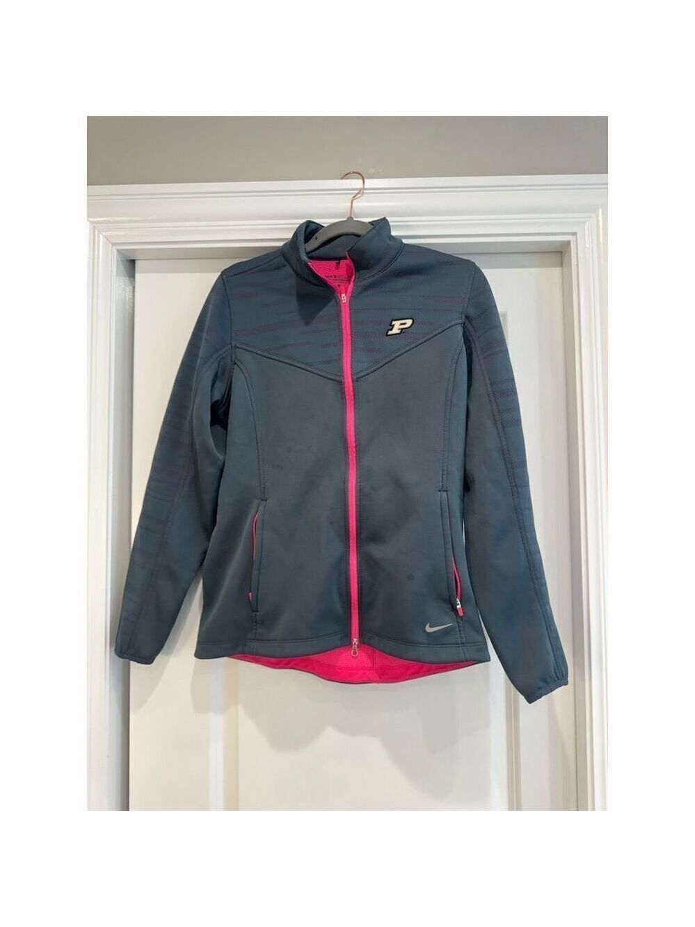 Nike Women's Therma-FIT Golf Jacket Gray Pink Full-Zip Casual